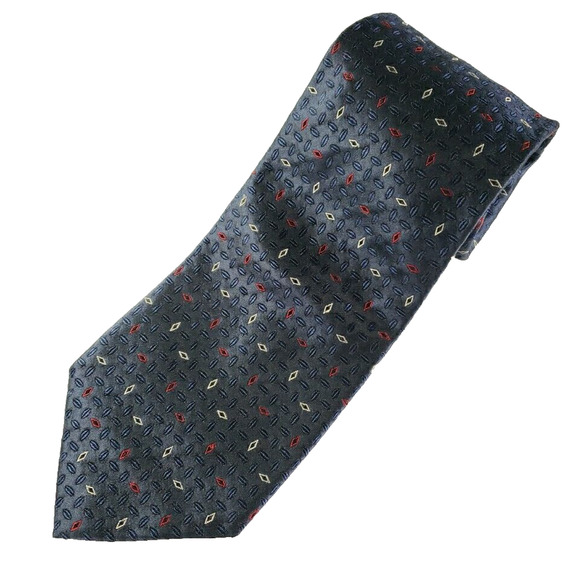 Equestrian Firenze Blue Geometric Silk Tie Necktie, Italy - Like New - Picture 1 of 2